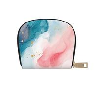 SHFJASBNUMG Boho Pastel Painting Leather Bag Pink Ink Painting Wallet Abstract Fluid Art Painting Card Pack Hotel Guests - Key Card and Reward Member Storage 9X11CM