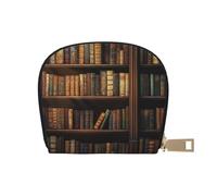 SHFJASBNUMG Bookshelf Wallet Study Room Picture Card Pack Retro Bookshelf Leather Bag Amusement Park Goers - Fast Pass and Payment Cards 9X11CM