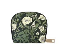 SHFJASBNUMG Botanical Leather Bag White Flowers Wallet Green Floral Card Pack New Parents - Pediatrician and Pharmacy Cards 9X11CM