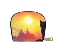 SHFJASBNUMG Bright Moon Leather Bag Black Cat Wallet Starry Night Card Pack Outdoor Adventurers - Durable Card case for Trails 9X11CM