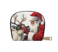 SHFJASBNUMG Christmas Wallet Classic Santa Card Pack Santa Pets Reindeer Leather Bag Seniors - Simplified Medical Card Access 9X11CM
