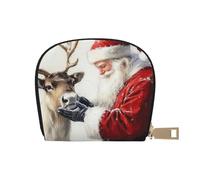 SHFJASBNUMG Classic Santa Leather Bag Santa Pets Reindeer Wallet Christmas Card Pack Concert Attendees - Ticket and ID Security 9X11CM