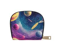 SHFJASBNUMG Colorful Solar System Card Pack Cosmic Space Leather Bag Planet Star Wallet Cruise Ship Passengers - Cabin Key and Charge Card case 9X11CM