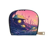 SHFJASBNUMG Colorful Wallet Mushroom Garden Card Pack Mushroom House Leather Bag Urban Explorers - Compact Carry for City Adventures 9X11CM