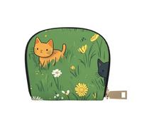 SHFJASBNUMG Cute Plant Leather Bag Kawaii Black Cat Wallet Green Card Pack Outdoor Adventurers - Durable Card case for Trails 9X11CM