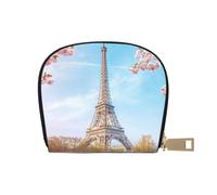 SHFJASBNUMG Eiffel Tower Cherry Blossom Wallet Cherry Blossom Card Pack Pink Leather Bag Urban Explorers - Compact Carry for City Adventures 9X11CM