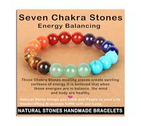 SHFJASBNUMG Gemstone Stretch Elastic Bracelet Crystal Healing Reiki Nature's Beauty and Spiritual Essence Unisex (6mm, Seven Chakra Stones (Energy Balancing))