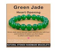 SHFJASBNUMG Gemstone Stretch Elastic Bracelet Crystal Healing Reiki Nature's Beauty and Spiritual Essence Unisex (4mm, Green Jade (Heart Opening))