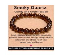 SHFJASBNUMG Gemstone Stretch Elastic Bracelet Crystal Healing Reiki Nature's Beauty and Spiritual Essence Unisex (8mm, Smoky Quartz (Clarity and Amplification))