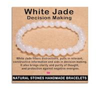 SHFJASBNUMG Gemstone Stretch Elastic Bracelet Crystal Healing Reiki Nature's Beauty and Spiritual Essence Unisex (8mm, White Jade (Decision Making))