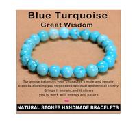 SHFJASBNUMG Gemstone Stretch Elastic Bracelet Crystal Healing Reiki Nature's Beauty and Spiritual Essence Unisex (4mm, Blue Turquoise (Great Wisdom))