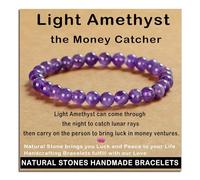 SHFJASBNUMG Gemstone Stretch Elastic Bracelet Crystal Healing Reiki Nature's Beauty and Spiritual Essence Unisex (4mm, Purple Amethyst)