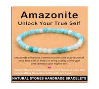 SHFJASBNUMG Gemstone Stretch Elastic Bracelet Crystal Healing Reiki Nature's Beauty and Spiritual Essence Unisex (6mm, Amazonite (Unlock Your True Self))