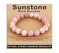 SHFJASBNUMG Gemstone Stretch Elastic Bracelet Crystal Healing Reiki Nature's Beauty and Spiritual Essence Unisex (6mm, Sunstone (Work Success))