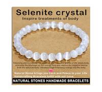 SHFJASBNUMG Gemstone Stretch Elastic Bracelet Crystal Healing Reiki Nature's Beauty and Spiritual Essence Unisex (10mm, Selenite Crystal (Inspire treatments))