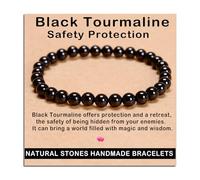 SHFJASBNUMG Gemstone Stretch Elastic Bracelet Crystal Healing Reiki Nature's Beauty and Spiritual Essence Unisex (4mm, Black Tourmaline (Best protection))