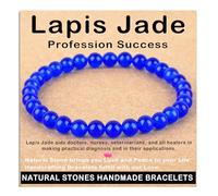 SHFJASBNUMG Gemstone Stretch Elastic Bracelet Crystal Healing Reiki Nature's Beauty and Spiritual Essence Unisex (8mm, Blue Lapis Jade (Profession Success))