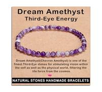 SHFJASBNUMG Gemstone Stretch Elastic Bracelet Crystal Reiki Nature's Beauty and Spiritual Essence Unisex (6mm, Dream Amethyst (Third-Eye Energy))