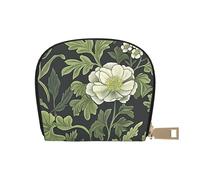 SHFJASBNUMG Green Floral Leather Bag Botanical Wallet White Flowers Card Pack New Parents - Pediatrician and Pharmacy Cards 9X11CM