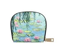 SHFJASBNUMG Green Willow Branches Card Pack Water Lilies Leather Bag Lotus Flowers Wallet Running Athletes - Hands-Free Essential Carrier 9X11CM