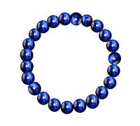 SHFJASBNUMG Natural Blue Tiger Eye Bracelet - Semi Precious Round Beads Stretch Bracelet - Gemstone Beaded 8mm - Planet Jupiter Bracelets
