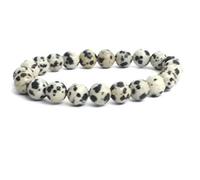 SHFJASBNUMG Natural Dalmatian Jasper Genuine Semi-Precious Gemstones Healing 8mm Beaded Stretch Bracelet 7" Unisex