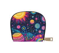 SHFJASBNUMG Planet Star Card Pack Colorful Solar System Leather Bag Cosmic Space Wallet Running Athletes - Hands-Free Essential Carrier 9X11CM
