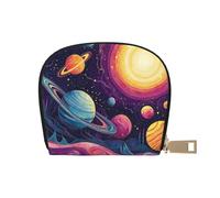 SHFJASBNUMG Planet Star Wallet Cosmic Space Card Pack Colorful Solar System Leather Bag Urban Explorers - Compact Carry for City Adventures 9X11CM