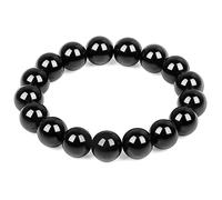SHFJASBNUMG Protection Bracelet-Natural Black Obsidian bracelet for men women- Bring Good luck &Happiness Bracelet- Bead Stone Crystal Bracelets (14MM Black Obsidian)