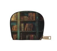 SHFJASBNUMG Study Room Picture Leather Bag Retro Bookshelf Wallet Bookshelf Card Pack Ski Resort Visitors - Lift Ticket and Lodge Card Holder 9X11CM