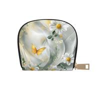 SHFJASBNUMG White Daisy Floral Leather Bag Butterfly Wallet Flowers Card Pack Outdoor Adventurers - Durable Card case for Trails 9X11CM