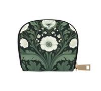 SHFJASBNUMG White Flowers Card Pack Green Floral Leather Bag Botanical Wallet Gamers - Arcade and Gift Card case 9X11CM