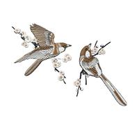 SHFORJCFME Apliques De Encaje Parches 2Pairs Birds Azure Blue Pink Gold Embroidered Appliques Iron-On Patches Pair Floral Collar Sew On Patch(Color-5)