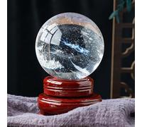 SHFTQXSLAT Melting White Clear Quartz Crystal Ball Beautiful Decorative Balls Sphere for Feng Shui Home Decor Prosperous Love Invite Wealth,18cm/7.1in