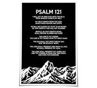 SHFTQXSLAT Psalm 121 Bible Verse Wall Art - I Lift My Eyes to the Hills Scripture Print, Vertical Giclee Canvas for Living Room, Modern Christian Home Decor(Framed,12x18inch(30x45cm))
