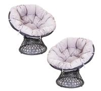 SHG Rattan Papasan 360 Swivel Chair - Multiple Options Available - Grey / 2x rattan nest swivel chair with cushion