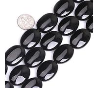 SHG Store 18x25mm Oval Banded Black Agate Beads Strand 15 Inch Jewelry Making Beads