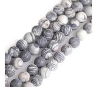 SHGbeads 10mm Frost Matte Black Web Jasper Semi Precious Gemstone Round Loose Beads for Jewellery Making DIY Handmade Craft Supplies 15"