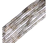 SHGbeads 4x13mm Gray Labradorite Semi Precious Gemstone Column Tube Loose Beads for Jewellery Making DIY Handmade Craft Supplies 15"