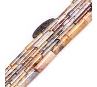 SHGbeads 4x13mm Yellow Crazy Lace Agate Semi Precious Gemstone Column Tube Loose Beads for Jewellery Making DIY Handmade Craft Supplies 15"