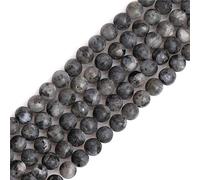 SHGbeads 6mm Frost Matte Black Larvikite Jasper Semi Precious Gemstone Round Loose Beads for Jewellery Making DIY Handmade Craft Supplies 15"