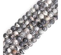 SHGbeads 6mm Frost Matte Black Web Jasper Semi Precious Gemstone Round Loose Beads for Jewellery Making DIY Handmade Craft Supplies 15"