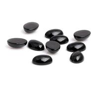 SHGbeads Black Agate Oval Cabochon Flat Back Dome for Jewellery Ring Pendant Making 10x14mm 5 Pcs