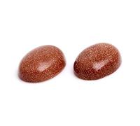 SHGbeads Cabochon Stone Oval Semi-Precious Gemstones Gold Sand 15x20mm Charms DIY Beads CAB Bulk for Jewellery Ring Pendant Making 5pcs (No Holes)