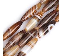 SHGbeads Natural Brown Botswana Onyx Agate Gemstone Rice Olive Oval 8x30mm Semi Precious Loose Beads for Jewellery Making 15 Inch