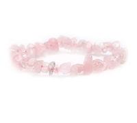 SHGbeads Natural Rose Quartz Chips Bracelet Birthstone Handmade Healing Power Crystal Beads Elastic Stretch 7'' Unisex