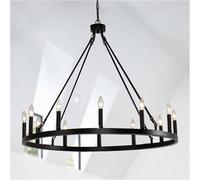 SHGDAIO Chandelier Wagon Wheel Chandelier, Round Outdoor Porch Chandelier Fixture 24-Lights, Black Mid Century Candle Style Large Chandelier-Black-24-lights(12-Lights)