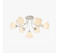 SHGDAIO G9 Cream wind chandelier, LED rose flower ceiling, living room main light, modern bedroom small fresh chandelier, dining room light,Cream,7heads