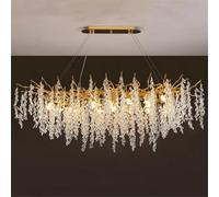 SHGDAIO Modern Crystal Tree Branches Chandeliers Gold Luxury Chandelier Raindrop Pendant Light Fixture Tassel Ceiling Hanging Light for Dining Room Bedroom Living Room Entryway,Rectangular L100cm