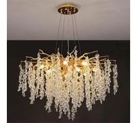 SHGDAIO Modern Crystal Tree Branches Chandeliers Gold Luxury Chandelier Raindrop Pendant Light Fixture Tassel Ceiling Hanging Light for Dining Room Bedroom Living Room Entryway,Round D100cm
